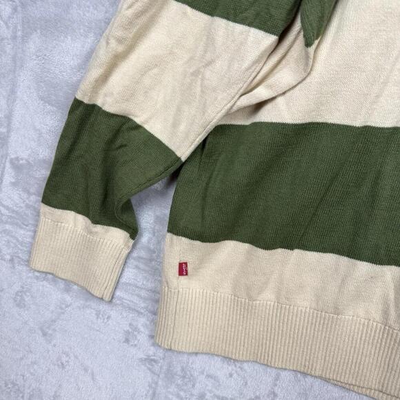 Levi’s Green Beige Striped Crewneck Sweater Men Size XXL Knit Relaxed Fit NWT - Picture 6 of 9